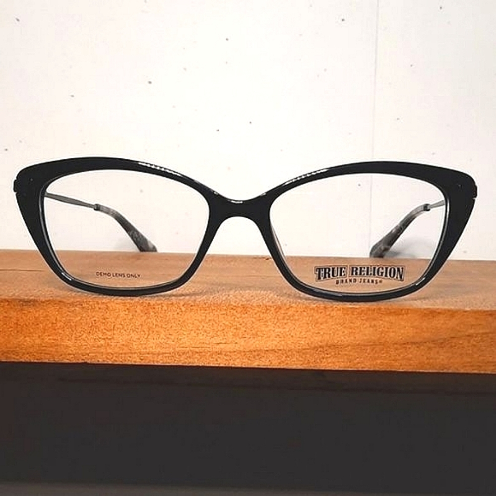 NEW Rx'able CAT EYE Eyeglass Frame, Black, TRUE RELIGION, 53-16-140